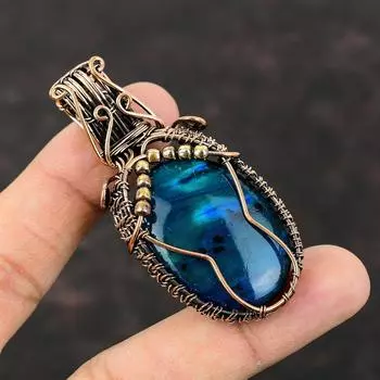 Neon Flash Labradorite Pendant Copper Wire Wrapped Pendant Handmade Wire Wrap Jewelry Genuine Gemstone Pendant Copper Jewelry Wedding Gifts