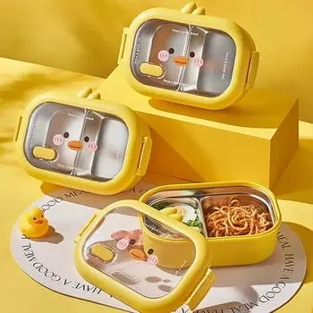 Нержавеющая сталь Bento Lunch Box для детей, школьный Bento Box для детей, герметичный, симпатичный, портативный контейнер для еды, отдельный подогреваемый ланч-бокс
