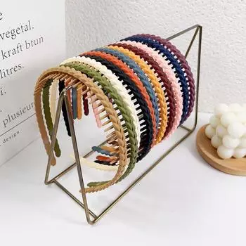 Нескользящая повязка на голову для сломанных волос, обруч с зубцами, повязка на голову с матовой косой, повседневная повязка на голову