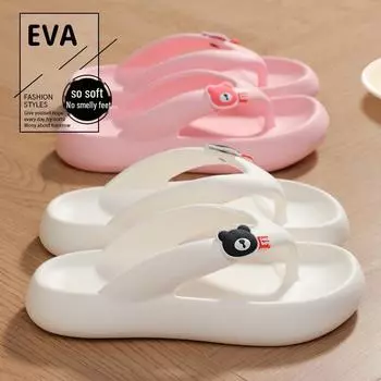 Нескользящие женские летние шлепанцы EVA с толстой подошвой, увеличивающие рост для ношения на открытом воздухе, удобные сандалии для шопинга и использования на открытом воздухе 39-40 чёрный