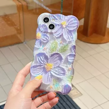Нескользящий чехол для телефона Ins Relif 3d Imd с клубникой для Iphone 13 12 Pro Max 14 Promax 11, противоударный милый чехол с фиолетовым цветком For iphone 13promax