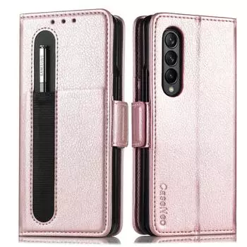 Нескользящий кожаный чехол-кошелек с карманом для карточек для Samsung Galaxy Z Fold4 5g Fold 4 Fold3 Fold 3, сумка для телефона с защитой от падения for samsung z fold 4 розового золота
