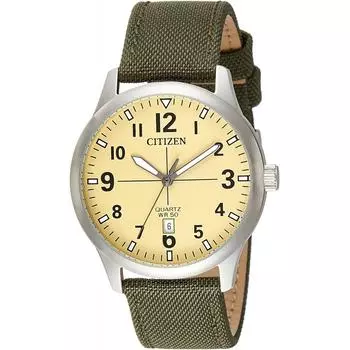 Нет CITIZEN [CITIZEN] Citizen BL1050 05X Мужские кварцевые часы с зеленым нейлоновым ремешком Мужские кварцевые
