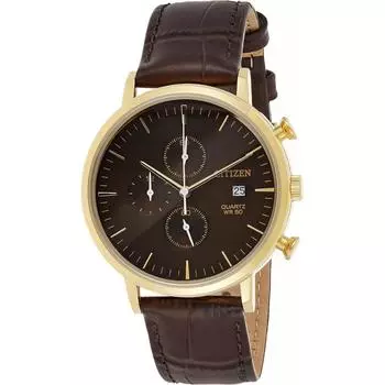 Нет Citizen Citizen Citizen Chronograph Citizen Brown Мужские аналоговые повседневные кварцевые часы Доставка за границу AN3612 09X