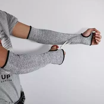 New 1 Pair 45cm Gray Cut Resistant Sleeves with Thumb Hole For Work Preventing Stab
