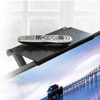 New 1x Black Adjustable TV Screen Top Storage Shelf Organizer Bracket 33x 16x 2.5cm