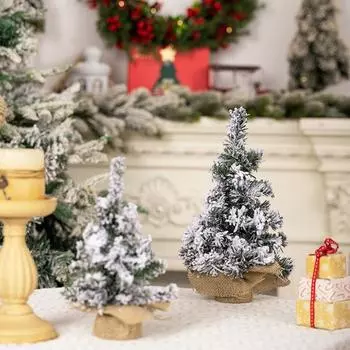 New 20/30cm Flocked Christmas Small Tree Plastic Party Artificial Xmas Pine Tree Lifelike Children Gifts Christmas Ornaments 0.6M