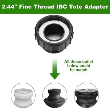 New 2.44 Fine Thread Adapter for 275-330 Gallon IBC Tote Tank + 2.36 Coarse Thread