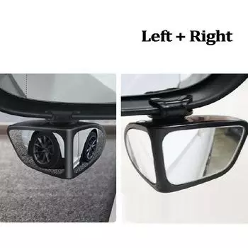 New 2 In 1 Car Convex Mirror&Blind Spot Mirror Adjustable Rear View Mirror Wheel L+R