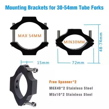 New 2 Sets Motorcycle Headlight Mount Bracket Clamps Light Holder 30-54mm Tube Fork