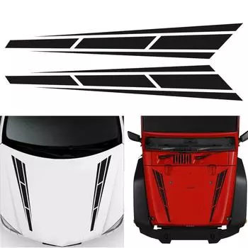New 2Pcs Auto Front Hood Car Sticker Racing Stripes Graphics Decal Accessories