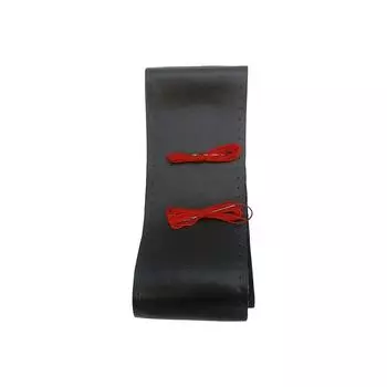 New 38cm Car Steering Wheel Cover Protector Black Leather Red Line DIY Hand Sewing