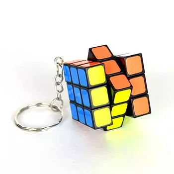 New 3*3*3 Magic Cube PVC Sticker Mini Portable Pocket Key-Chain Educational Cube Puzzle Toys For Children Adult Key Decoration синий