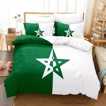 New 3D Print Morocco Flag Bedding Set Boys Girls Twin Queen Size Duvet Cover Pillowcase Bed Kids Adult Fashion Home Textiles EU Twin 135x200cm