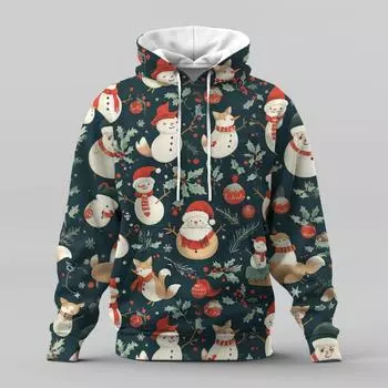 New 3D printed Christmas hoodie pullover for men and women, street jacket women s clip plus size fashionablepullover hoodiesnew S