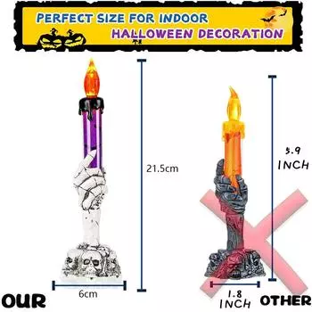 New 3PCS LED Halloween Candle Lights with Skeleton Hand For Halloween Decoration