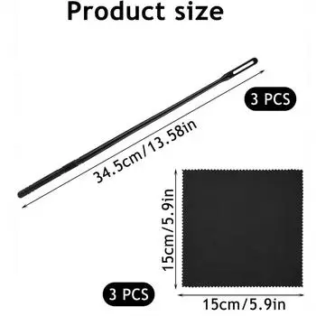 New 3Sets Flute Cleaning Rods & Cloth Interior Care Cleaner Tool for Wind Instrument