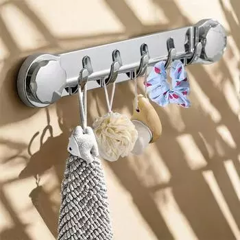 New 5 Hook Suction Cup No Punching Row Storage Hook For Towel Rack Coat Kitchen Bathroom Acceesories Supplies