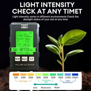NEW 6 in 1 Soil Detector Soil Tester pH Temperature Humidity Sunlight Air Moisture Nutrient Fertility Meter Gardening Tool