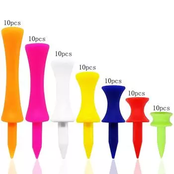 New 70Pcs Golf Tees Plastic Unbreakable Mixed Sizes 7 Colors Golf Practicing Tees