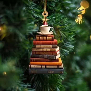New Acrylic Flat Printing Books Pendant Christmas Tree Ornament Home Tree Window Hanging Decor Gift Pendant Christmas Supplies