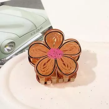 New Acrylic Graffiti Flower Hair Clips Women Sweet Versatile Outdoor Hairpin Fashion Grab Cawl Clip Girls Hair Accessories