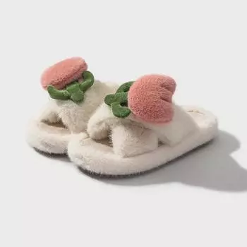 Новые зимние тапочки с супинатором, женские цветочные меховые шлепанцы, женские пушистые крест-накрест домашние плюшевые тапочки, женская теплая домашняя обувь 36-37 кофейный