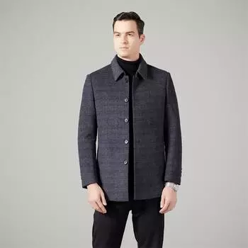 New autumn and winter removable down lining double-sided woolen coat men s lapel woolen coat mid-length woolen coat 170