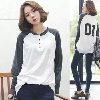 New Autumn Long-sleeved T-shirt Women s Medium Length Loose Ins Shirt White Korean Version of Student Button-down Shirt M
