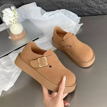 New autumn platform single shoes fashionable versatile early autumn shoes all-inclusive shoes 35 светло-коричневого