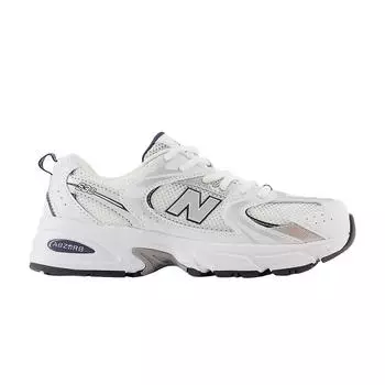 New Balance 530 Big Kid Белые детские кроссовки цвета индиго серебристо-металлик GR530SB1 35.5