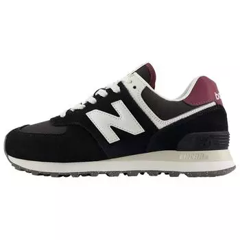 New Balance 574 Черно-белые бордовые женские кроссовки WL574WBE