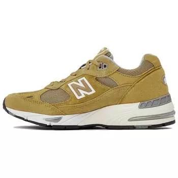 New Balance 991 MiUK Облачный крем с зеленым мхом (Женский) Женские кроссовки белые W991GGW 36.5