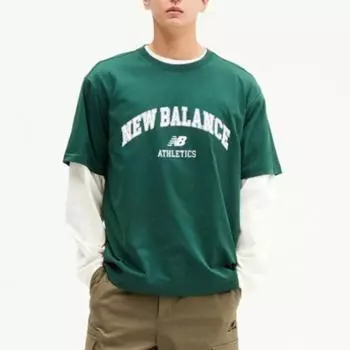 New Balance Футболка Rqk Nbnee21043 62 Common Essential Arch Logo Футболка с коротким рукавом Semi 100