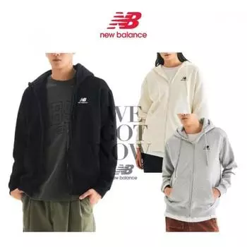 New Balance Толстовка с капюшоном Basic Logo Brushed на молнии Nbmdd41013 MELANGE GRAY/105(XL)