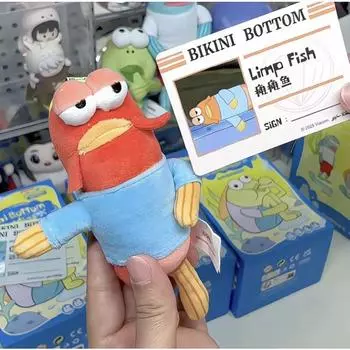 New Bikini Bottom Buddies Series Blind Box Flat Fish Plush Pendant Dolls Kawaii Cartoon Action Anime Figure Mystery Box Toy Gift style A