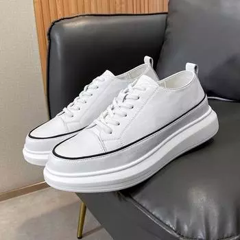 New boat black edge casual Korean version board shoes platform handmade shoes little white shoes men 9026-T 38 белый