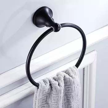 new Brass Towel Holder Bathroom Accessories Wall Mounted Round Towel Rings Towel Rack Kitchen Storage Black bronzing process чёрный
