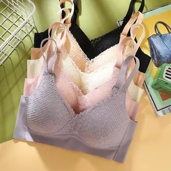New breathable latex cotton bra summer no steel rim comfortable thin sexy comfortable gathering bra underwear women 34 yards/75B