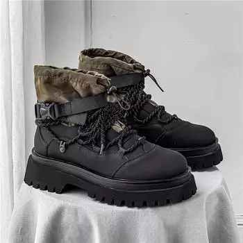 New British Style Men s Fashion Boots Designer Black Short Barrel Boots Men Autumn Comfort Platform Boots For Men Punk Shoes 39