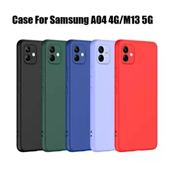 New Camera Protector Liquid Silicone Phone Case For Samsung Galaxy M13 5G Original Soft Back Cover Samsung A04 4G Coque Bumper A04 4G чёрный
