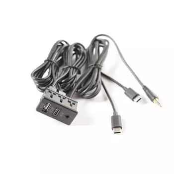 New Car Dual Type-C to USB+TYPE-C+RCA Audio Input AUX Port Panel & Cable Adapter