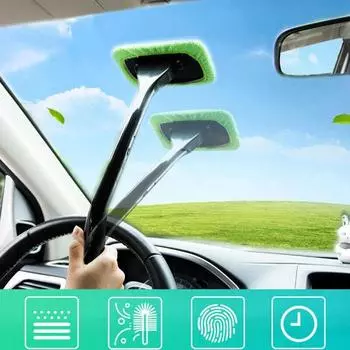 New Car Windshield Cleaning Brush Kit Car Window Wiper Home Glass Defogging Dust Towel Long Handle Cleaner Brush Washing Tool