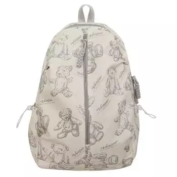 New Cartoon Printed School Bag Female Junior High School Student Student Versatile Lightweight Simple Travel Backpack белый
