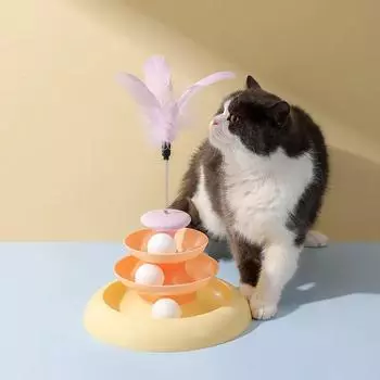 New Cat Teaser Stick Self-pleasure Relief Pet Toy Turntable Feather Cat Teaser Pet Toy Supplies