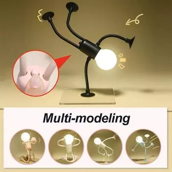 New Changeable Shape Funny Sportsman Night Light Versatile Lamp Creative Fun Quirky Button Battery Desk Ornament Vacuum Suction белый
