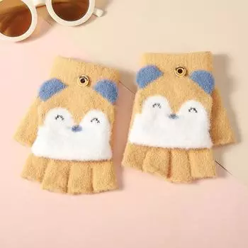 New Children s Half Finger Warm Gloves In Winter Fingers Children s Baby Flip Gloves Kindergarten Fleece Gloves