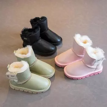 New Children s Winter Boots for Girl Fashion Warm Versatile Boy Snow Boots Trend Causal Kids Ankle Cotton Boots Thickened Plush 26 чёрный
