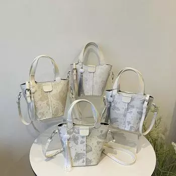 New Chinese Style Bag for Women s New Style Small Bag for Going Out Fashionable Ancient Style One-shoulder Crossbody Bucket Bag without pendant