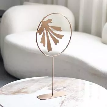 New Chinese-style Fortune-seeking Golden Flowers and Jade Leaves Ornaments Model Room Living Room Hotel Club Light Luxury Art Abstract Ornaments